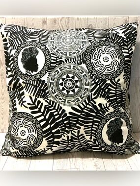 Two Black & White Tribal Silhouette Decorative Accent Pillow Covers
